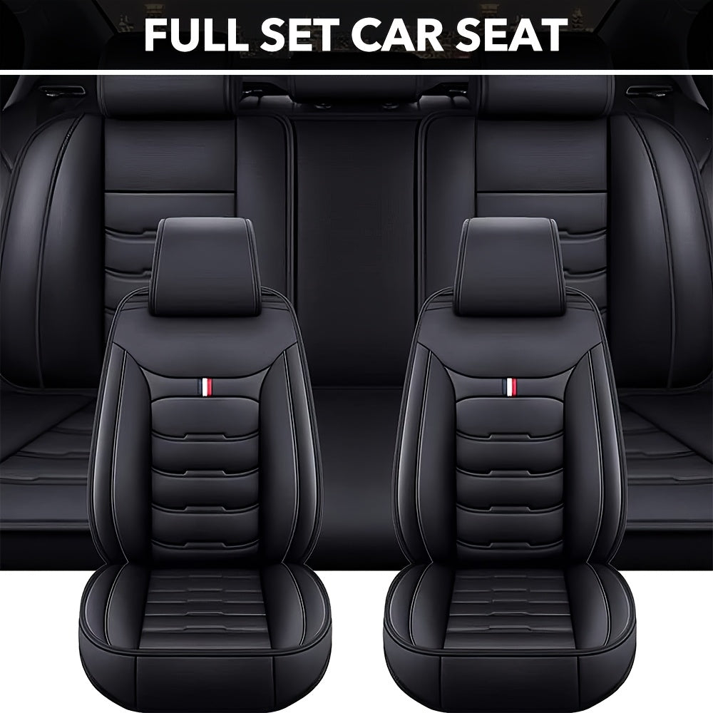 5-Seat Full Set PU Leather Car Seat Covers - Premium Comfort, Full Surround Protection