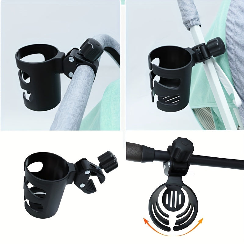 1pc Rotatable Black Bottle & Cup Holder - Durable PP Material, Secure Clamp Design for Bicycles & Carts, Ideal for Outdoor Sports Hydration