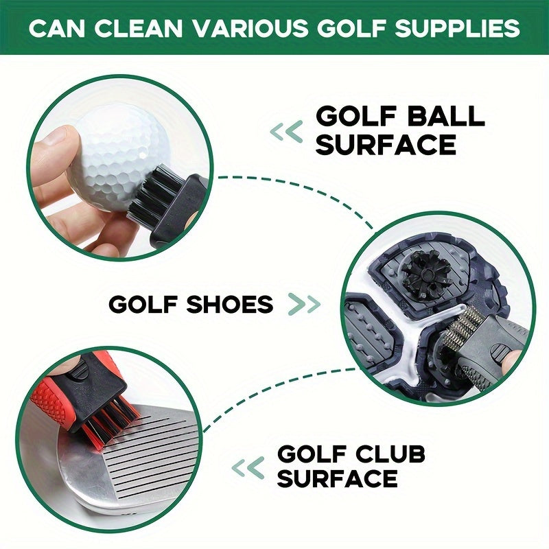Retractable Pocket Golf Club Cleaning Brush Tool - Wire Brush Club Groove Double Side Cleaner, Golf Accessories
