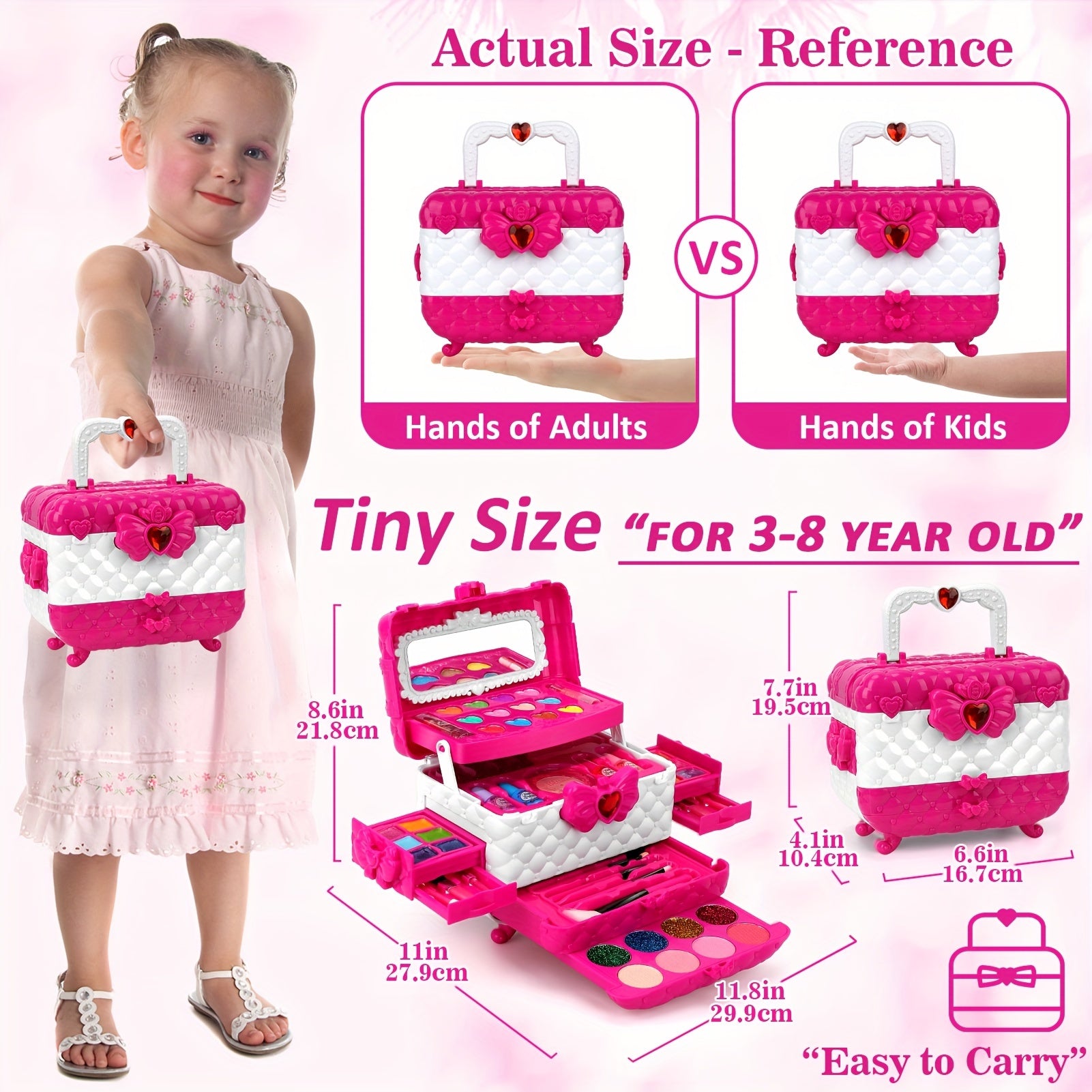 54PCS Washable Real Makeup Set for Kids, Little Girls Makeup Toys, Ideal Christmas Gifts, Toddler Toys for Halloween