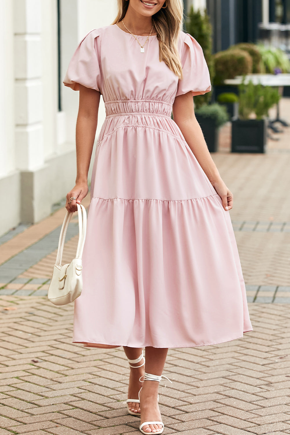 Light Pink Pleated Midi FB