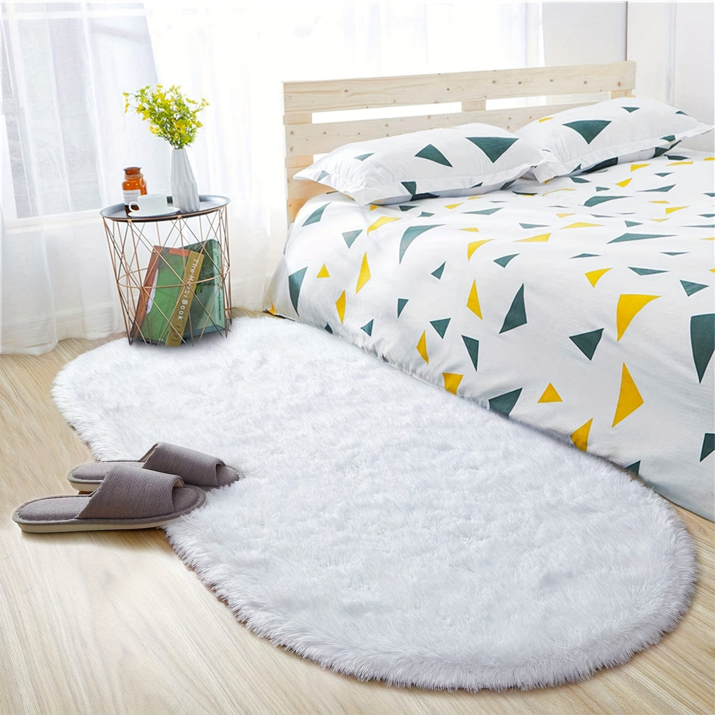 Luxurious Light Gray Plush Bedroom Mat - Soft, Skin-Friendly & Easy Care, Non-Slip Backing, Cozy Warm Mat for Home Decor, Rugs for Bedroom