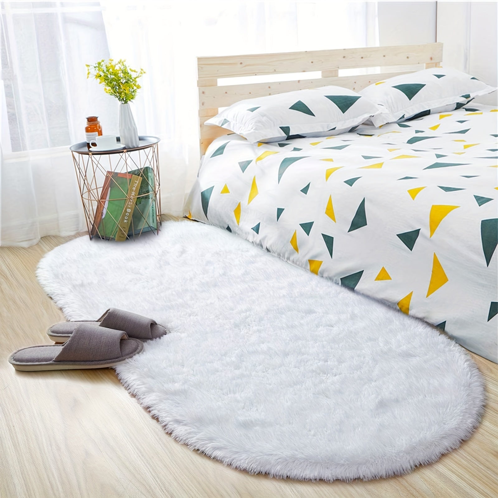 Luxurious Light Gray Plush Bedroom Mat - Soft, Skin-Friendly & Easy Care, Non-Slip Backing, Cozy Warm Mat for Home Decor, Rugs for Bedroom