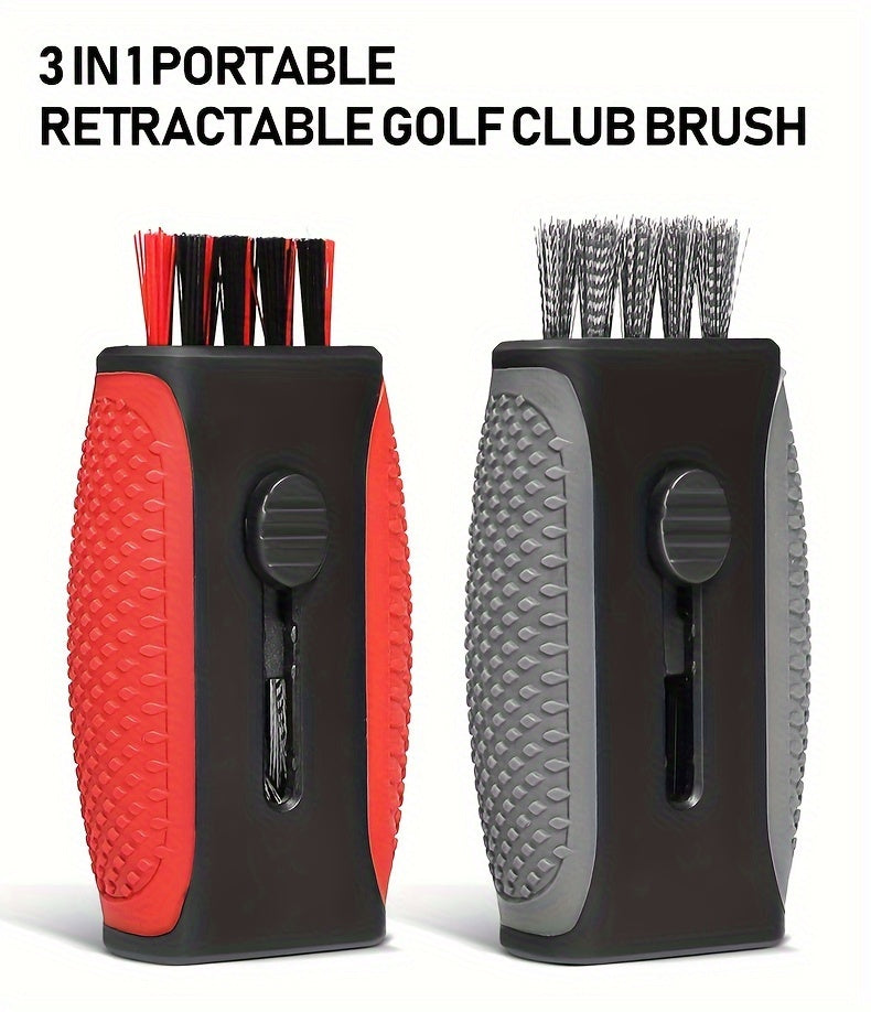 Retractable Pocket Golf Club Cleaning Brush Tool - Wire Brush Club Groove Double Side Cleaner, Golf Accessories