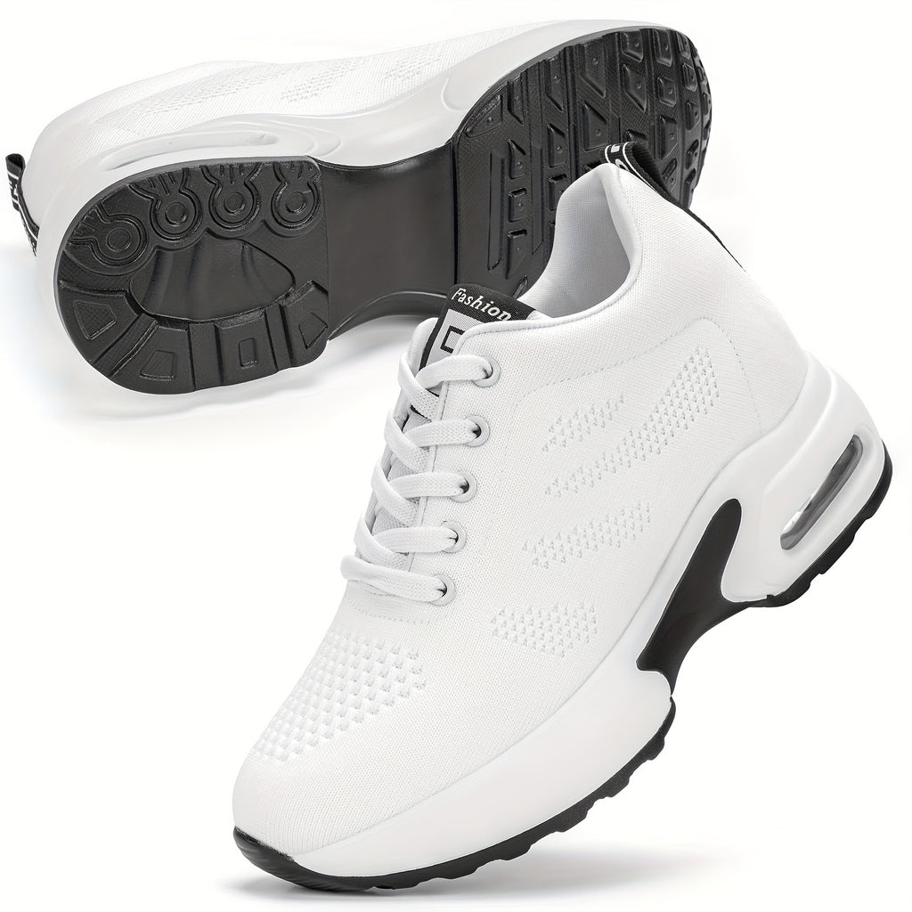 SOSENFER Women's Low-Top Sneakers with Lift - Summer Breathable Height-Enhancing, Round Toe Casual Athletic Wear, Sole & Fabric Upper (/Solid Colors Available) - for Dresses, Skirts, Short Pants