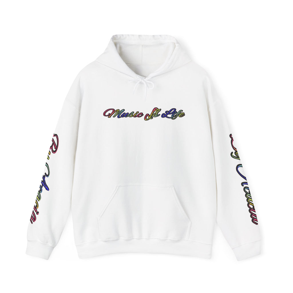 Music Is Life Hoodie — Colorful Watercolor Note Graphic Pullover