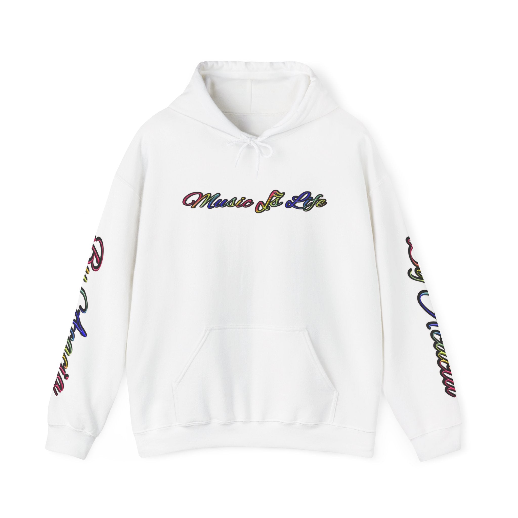Music Is Life Hoodie — Colorful Watercolor Note Graphic Pullover