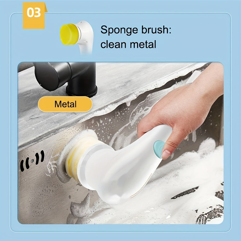 5-in-1 Cordless Electric Spin Scrubber – USB Rechargeable, Versatile Cleaning Brush Set for Home