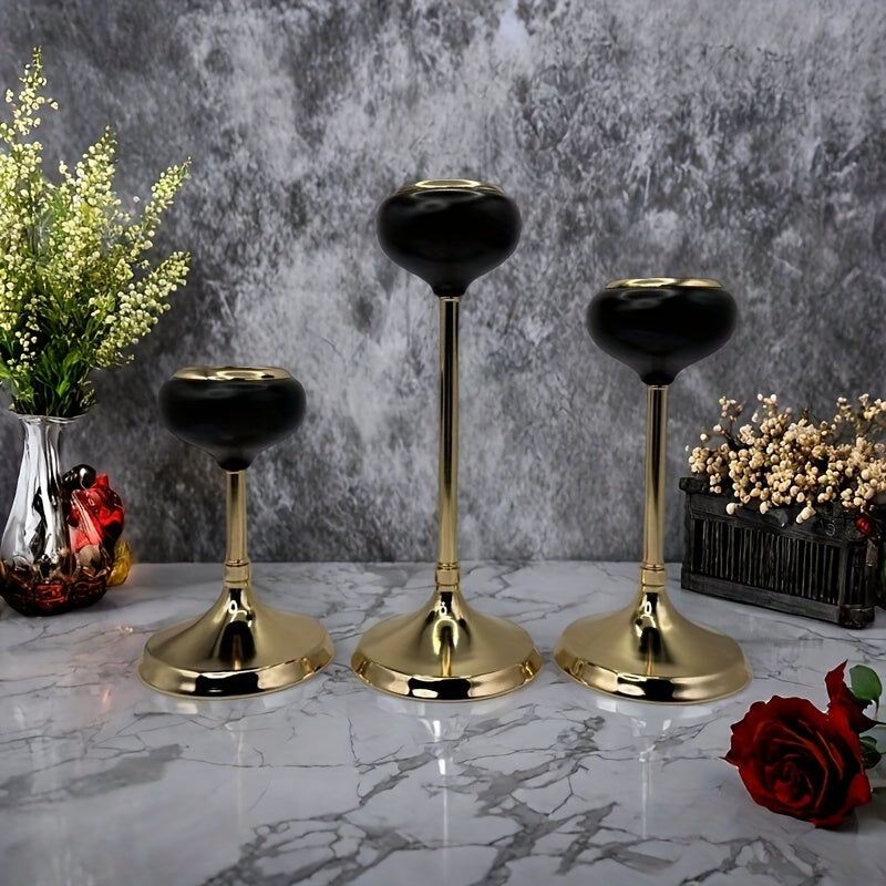 [Luxurious Candle Holders] Luxurious Golden Metal Candle Holders | Elegant Tabletop Decor for Weddings, Home, and Special Occasions, Perfect for Christmas, Halloween, Easter, Thanksgiving, Mother's Day, and Birthday Parties (