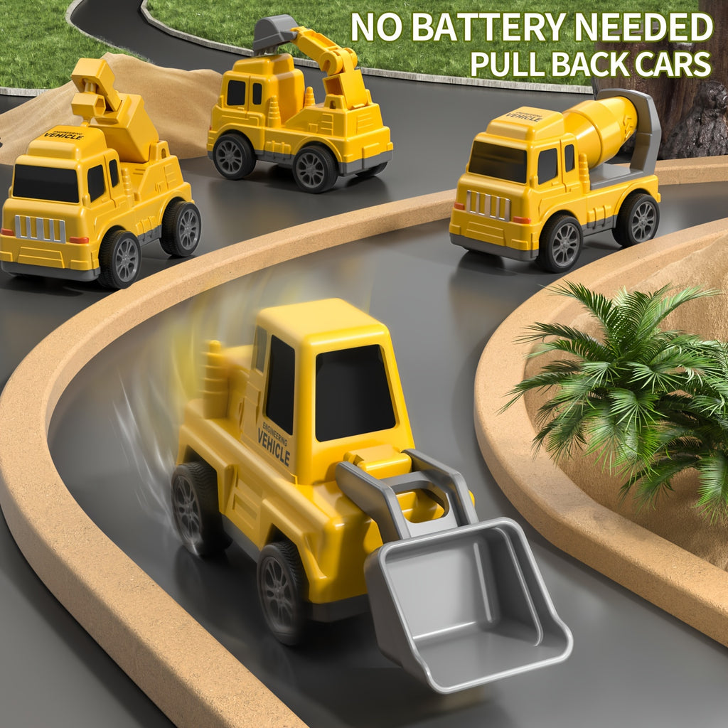 BABY HOME 5-in-1 Construction Vehicle Transport Truck Carrier Set, Durable Plastic Toys for Boys & Girls Ages 3-7, Perfect Christmas Birthday Gift