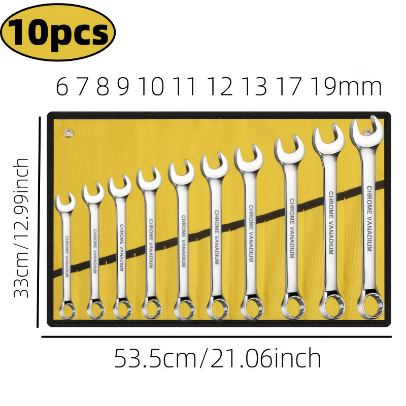 [Dual-Use Wrench Set] 10pcs Dual-Use Wrench Set, Metric and Standard Sizes,