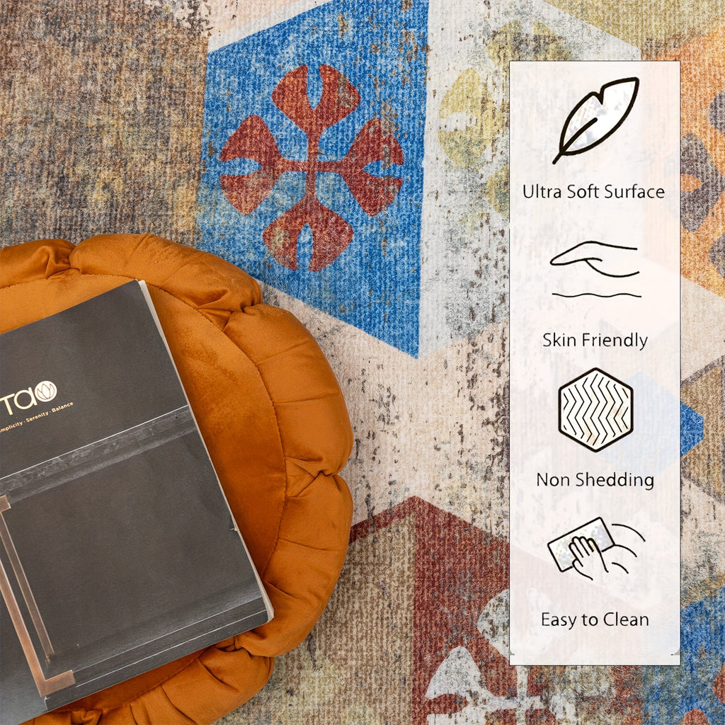 Area Rug Washable Bedroom Rug Soft Accent Rugs for Living Room Dining Room Non-Slip Non-Shedding Low-Pile Entryway Rug Floor Carpet