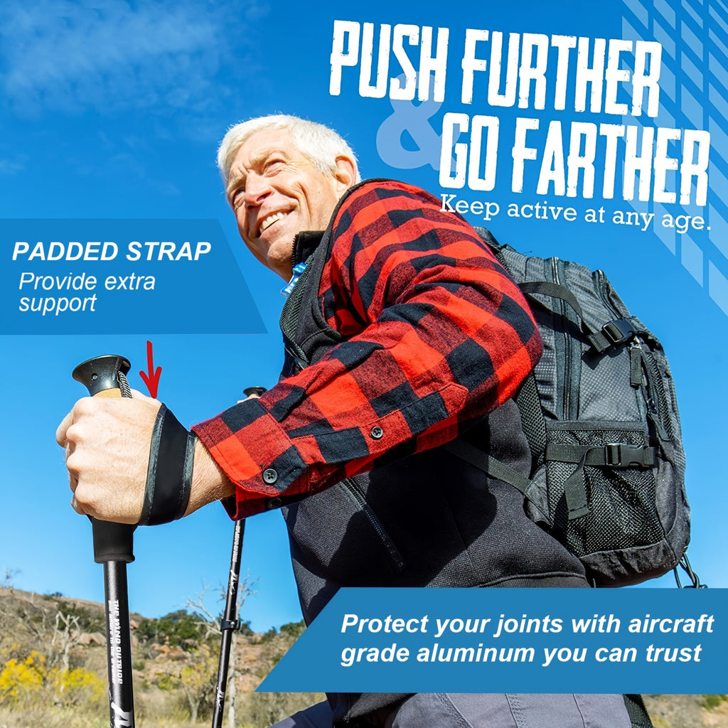 2pcs Durable Telescopic Multifunctional Aluminum Trekking Pole - Perfect for Mountaineering, Hiking, Camping, Fishing & Outdoor Activities!