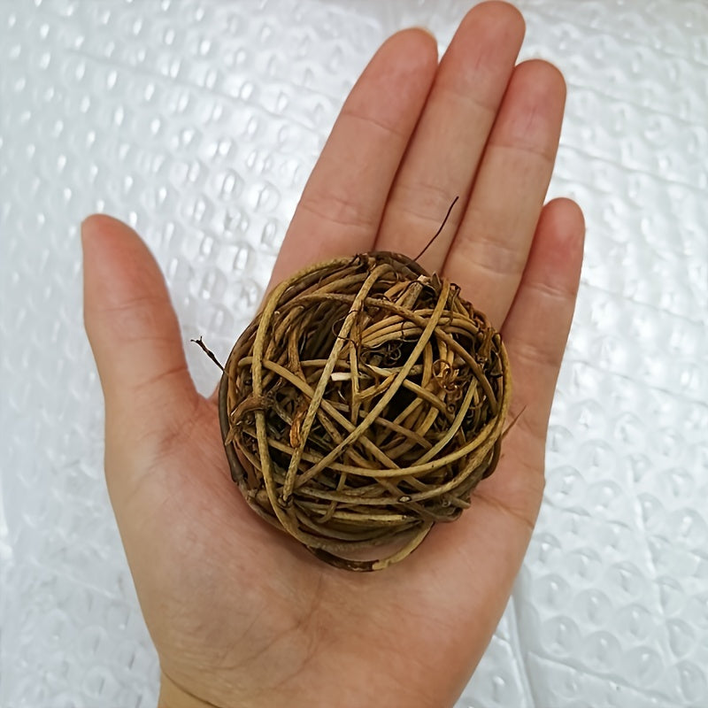 8 PCS Natural Rattan Willow Branch Ball Toys for Small Animals - Chewable Activity Toy for Rabbits, Guinea Pigs, Chinchillas, Hamsters, Gerbils, and Parrots