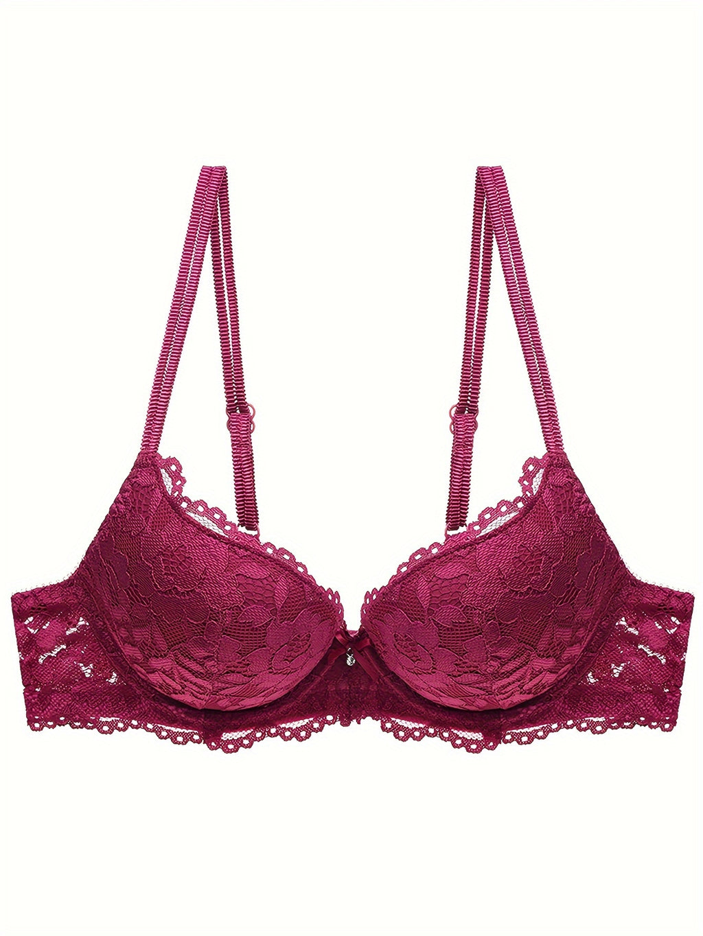 Lace Full Cup Bra | Medium Support, Underwire, Non-Removable Padding, Solid Color