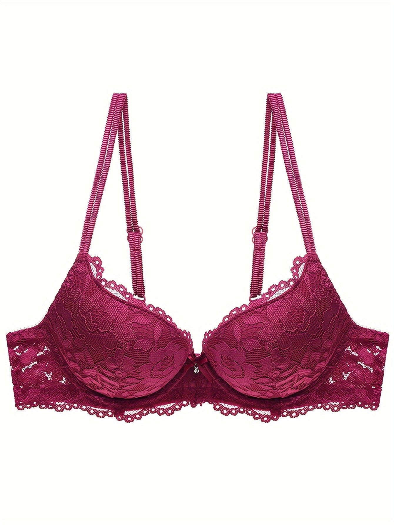 Lace Full Cup Bra | Medium Support, Underwire, Non-Removable Padding, Solid Color
