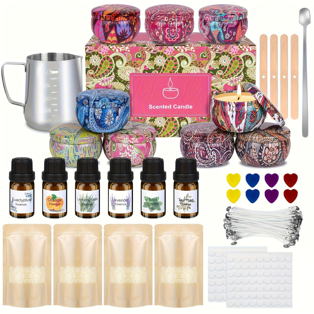 Candle Making Kit For Adults Scented Candles With 9 Candle Jars, 4 Beeswax, 8 Dye Blocks, 16.91oz Melting Pot And More Arts Crafts Hobby Kit Gift Set, Home Decor, Thanksgiving Christmas Decorations.christmas Candles.Valentine