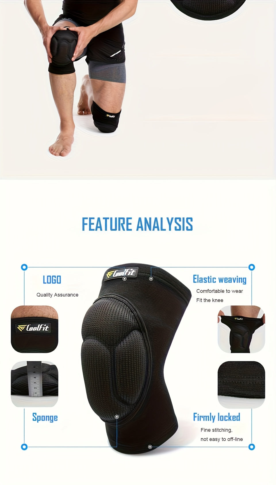 2-Pack Coolfit Thickened Sports Knee Pads for Dance and Streetwear