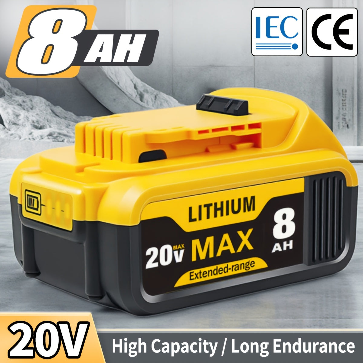 1/2-Pack 8.0Ah Replacement for Dewalt 20v Max XR Lithium-Ion Batteries