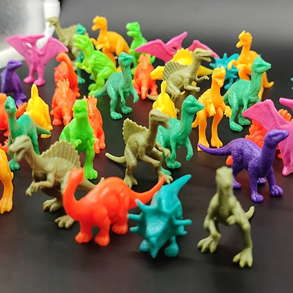 50 Soft Rubber Dinosaur Toys - Random Selection of High-Quality Plastic Mini Dinosaurs, Suitable for Ages 3-6