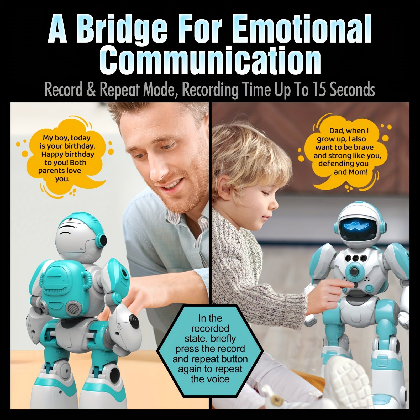 RC AI Robot Gesture Control Voice Command Programmable Touch-sense Music Song Dance Remote Control Robot For Children's Toys For Kids Ages 3+ Boys And Girls For Birthday Gifts