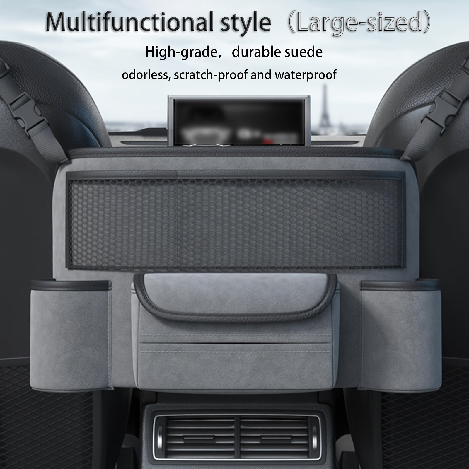 Car Handbag Holder Between Seats Suede Large Capacity Car Purse Holder Automotive Consoles & Organizers For Document Phone Storage Car Organizer