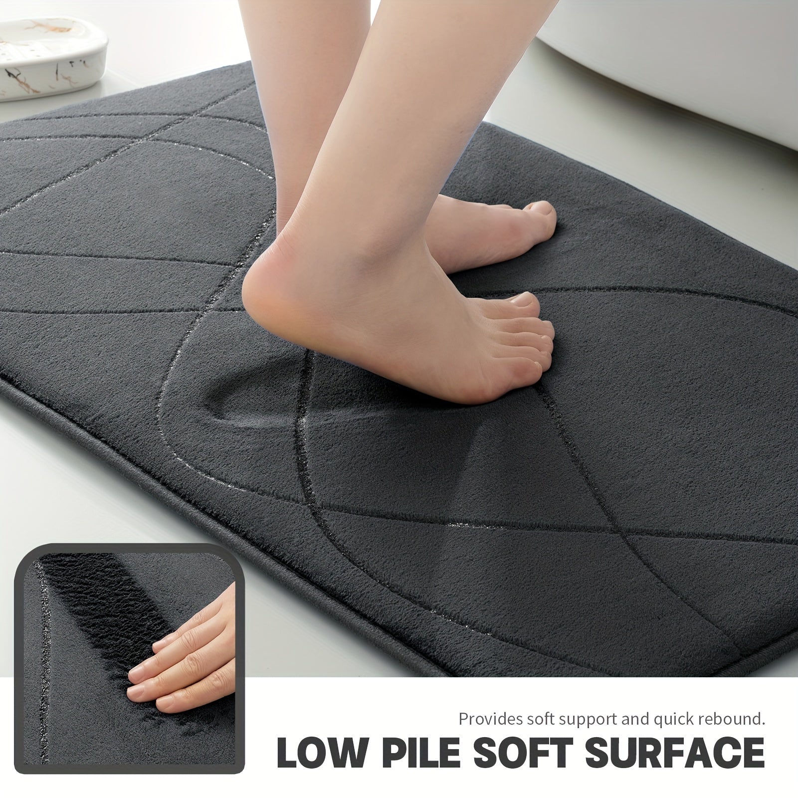 Bath Mat Set, Memory Foam Bathroom Rug Sets, Ultra Absorbent Bath Mat For Bathroom, Tub, Toilet - Non-Slip Bath Rugs Machine Washable & Dries Quickly, Bathroom Accessories, Bathroom Decor Set
