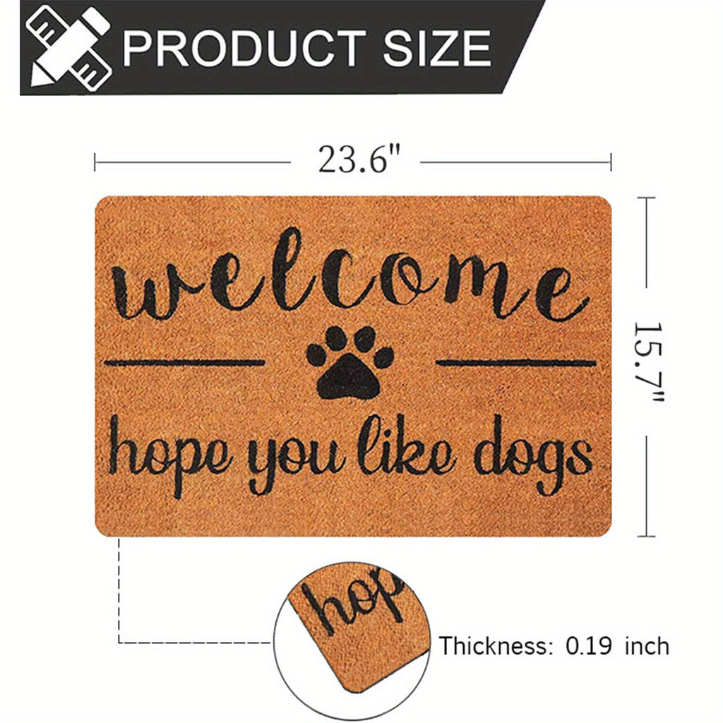 Wipe-Your-Paws Natural-Coir-Doormat Front-Door-Welcome-Mat - Outside Entrance Mat For Muddy Paws Cat Dog Welcome Doormat, 24" x 16" Washable Rugs for Dirty Paws, Non-Slip Absorbent Resist Dirt Carpet for Bedroom Kitchen Home