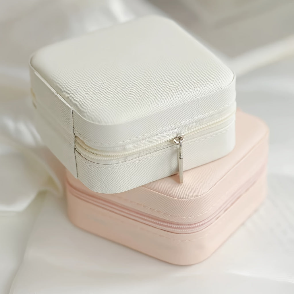 ZFOCEAN Portable Jewelry Organizer Box with Zipper Closure - Compact Travel Case