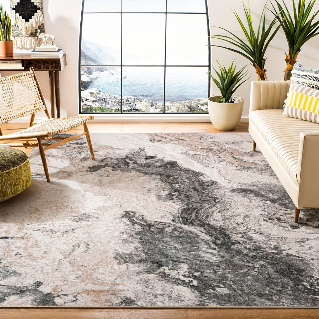 Area Rugs for Bedroom Abstract Machine Washable Vintage Rugs Distressed Modern Print Throw Rug for Living Room Aesthetic, Non Slip Carpet with Gripper