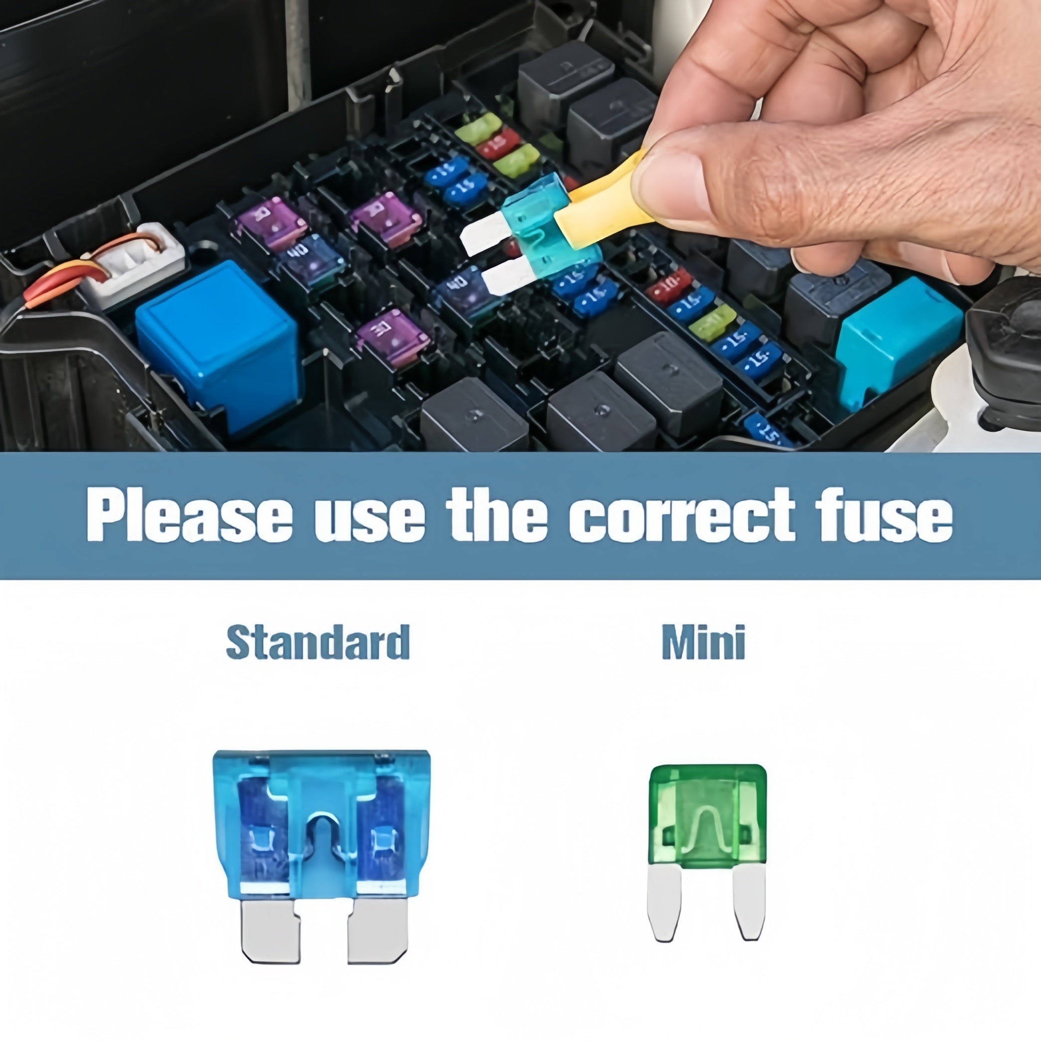 140Pcs Car Fuses Assortment Kit - Blade-Type Automotive Fuses - Standard and Mini - Replacement Fuses for Car/SUV/RV/Truck/Boat