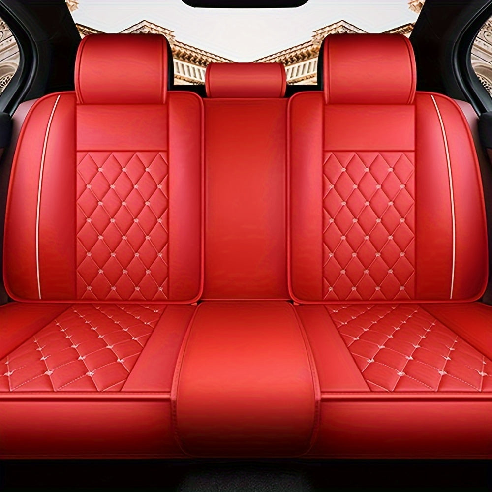 Full Set Car Seat Covers, Crown PU Leather Car Seat Cover Full Surround, Comfortable Automotive Vehicle Cushion Cover Fit For Most 5 Seats Cars/SUV/Truck/Vans