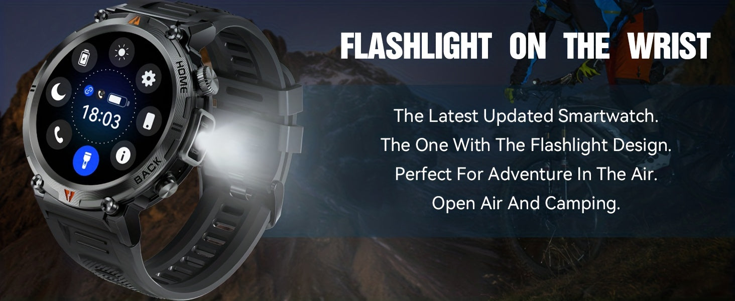 EIGIIS Men'S Outdoor Sports Watch with IPX8 (3ATM) Flashlight,