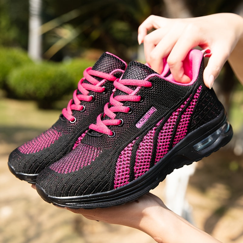 Lightweight Breathable Air Cushion knitted Running Shoes, Women's Footwear