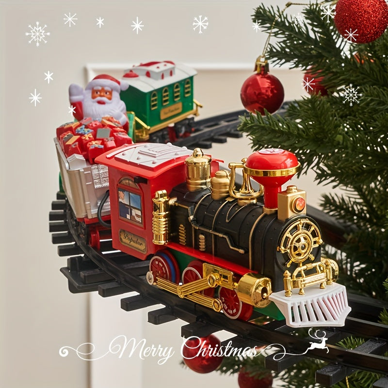 Foreign Trade Electric Christmas Train, Electric Sound And Light Can Hang Christmas Tree Christmas Rail Car, Christmas Gift Toys Peripheral Products Christmas Decor Gift For Christmas Halloween,
