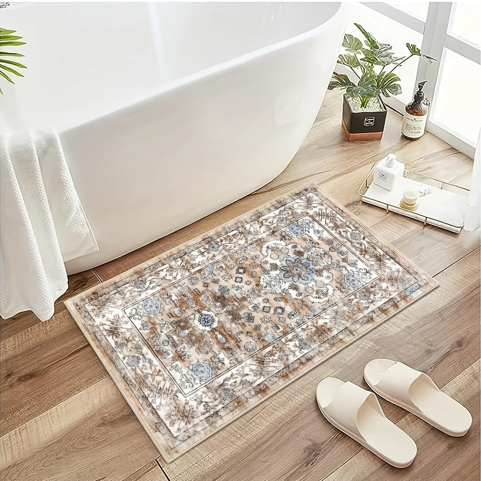 1/2/3pcs Bohemian Style Flannel Kitchen Floor Mats, Washable Low-area Rugs, Suitable for Decoration In Kitchens, Laundry Rooms And Hallways