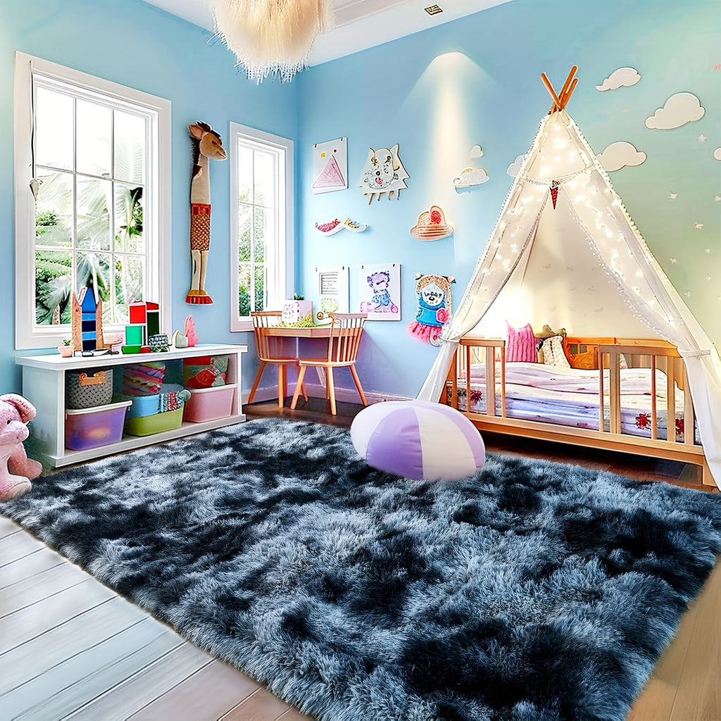 Large Area Rugs For Living Room, Tie-Dyed Shaggy Rug Fluffy Throw Carpets, Ultra Soft Plush Modern Indoor Fuzzy Rugs For Bedroom Home Decor, Tie Dyed-blue Gray