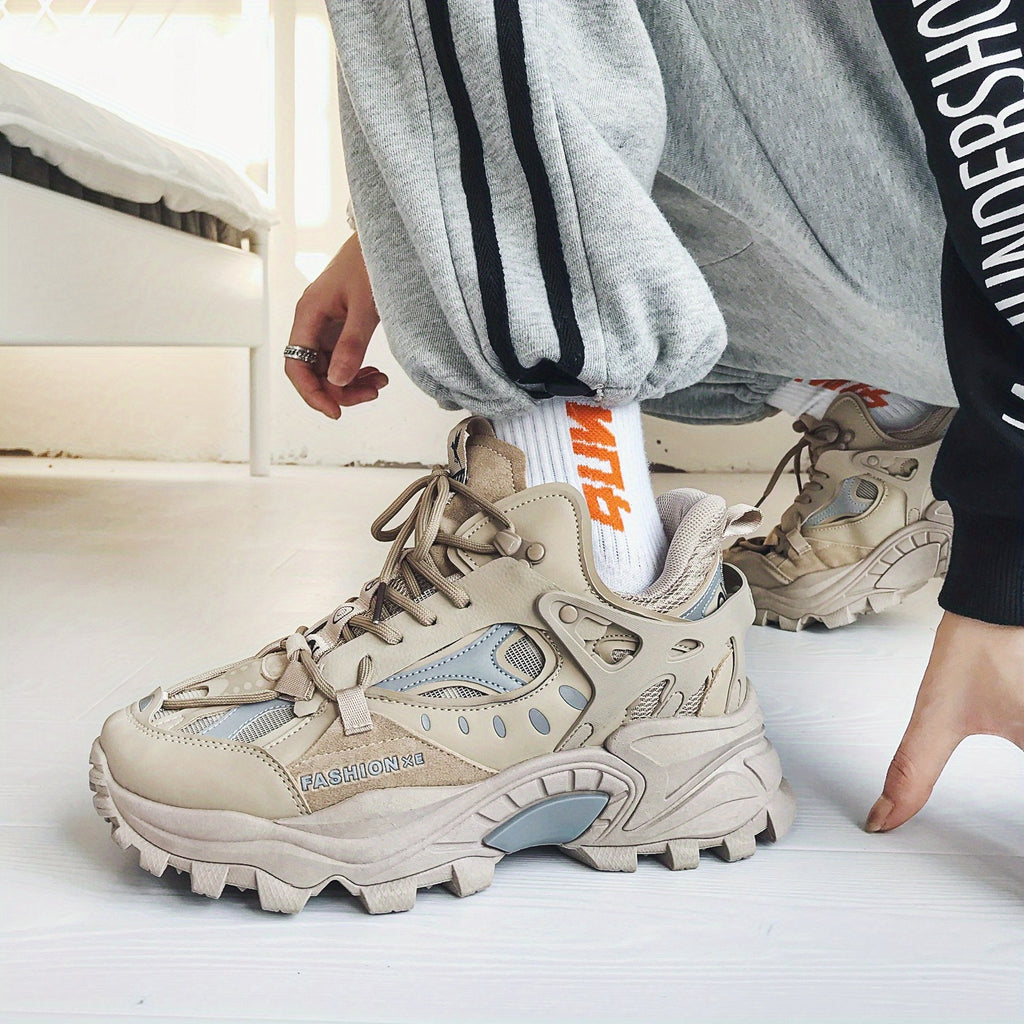 [1 Pair Men'S Cloud Pattern Sneakers] Round Toe Lace-Up  Athletic Sneakers, Sports , Breathable Fabric