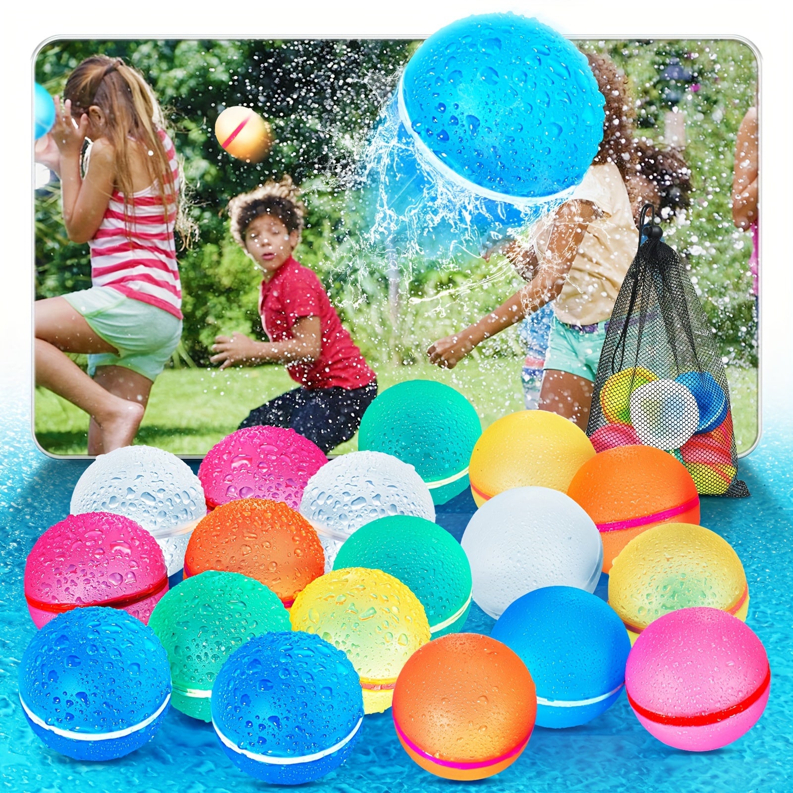 Reusable Water Balloons for Kids Outdoor Activities, Refillable Water Balloons Quick Fill with Magnetic, Latex-free Kids Pool Beach Water Toys, Summer Toy Self Sealing Water Balloons for Fun