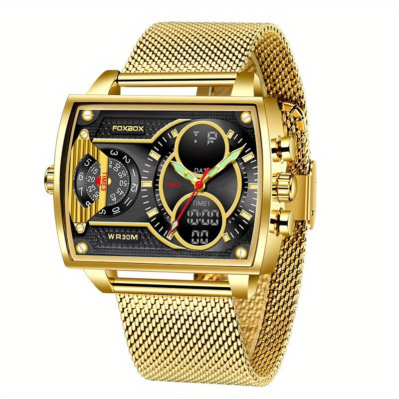LIGE Men Watch FOXBOX Fashion Square Watch Sports Double Display Watch, Ideal Choice For Gifts