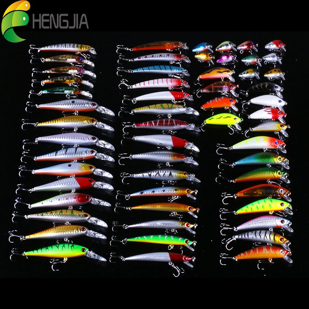 56pcs Fishing Lures Kit Crankbait Tackle Minnow Popper Pencil Swimbaits Hook Freshwater Saltwater Hard Baits Set for pike carp bass fishing christmas gift for man
