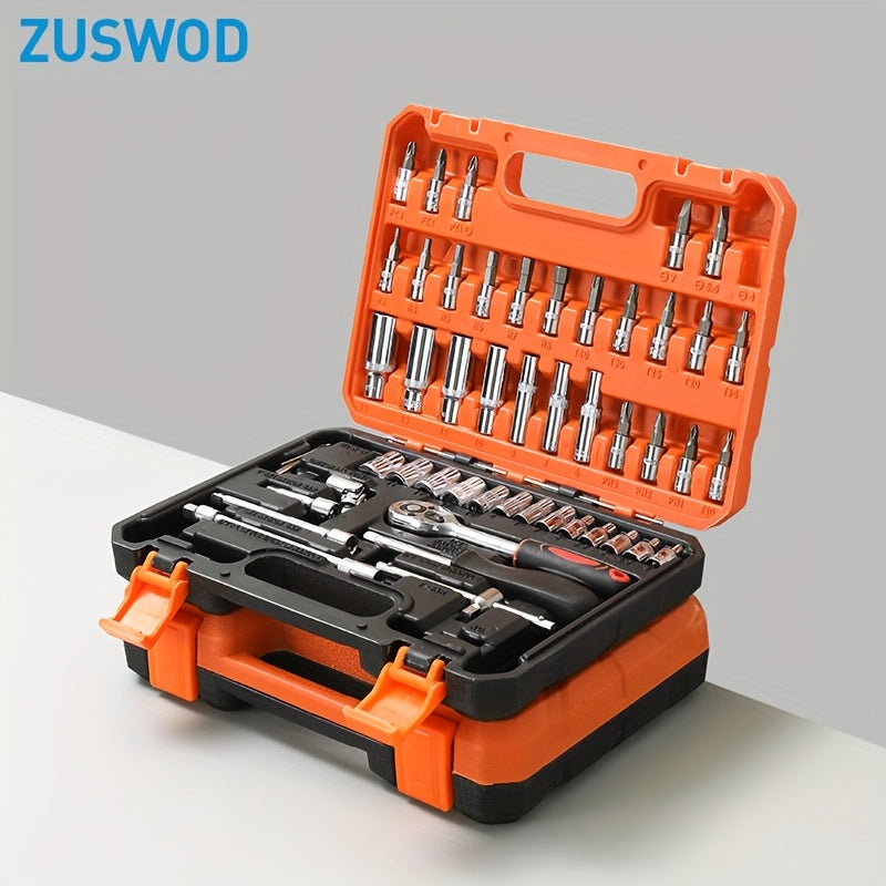 53/50 pieces of chrome vanadium steel impact sleeve tool set, 1/4 inch drive