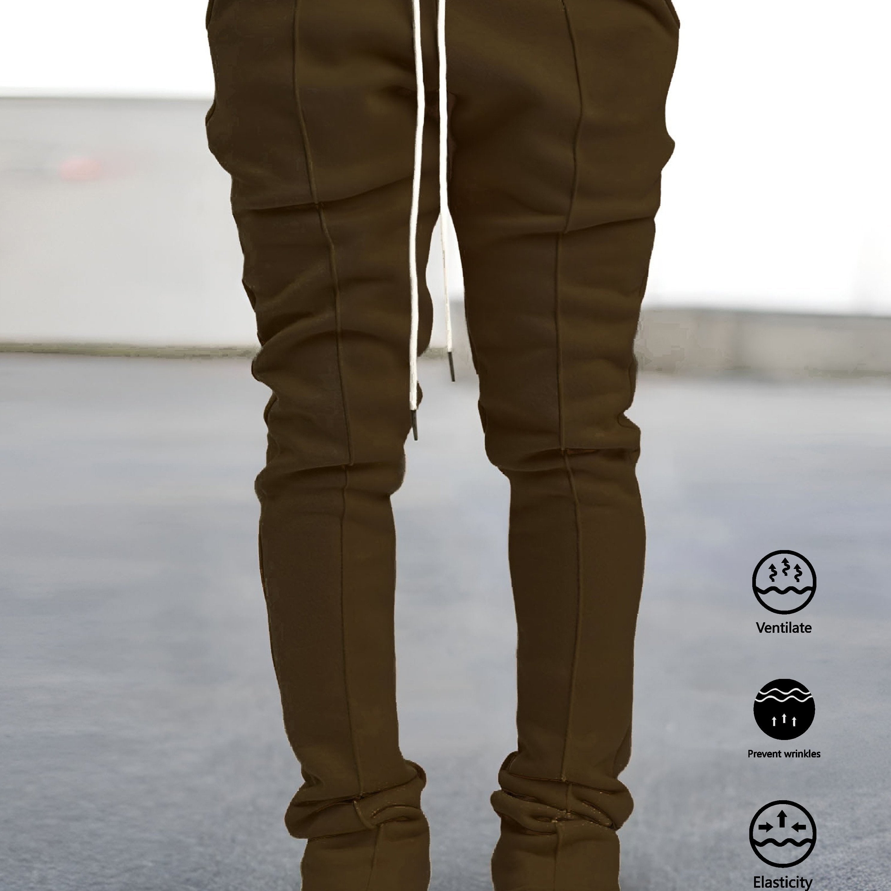 The Hottest Anti-Wrinkle Micro-Elastic Comfortable And Breathable Men'S Casual Trousers Front Mid-Flare Men'S Trousers Jogging Sports Trousers Trendy Trousers Rock Hip-Hop Trousers