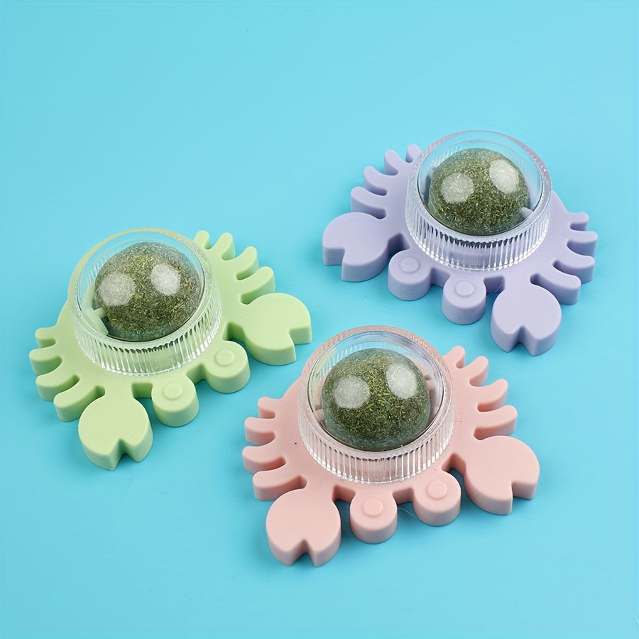 3 Packs Natural Catnip Balls, Interactive Cat Teeth Cleaning Toys, Cat Mint Playthings With Durable Holder - Pink, Green, Blue