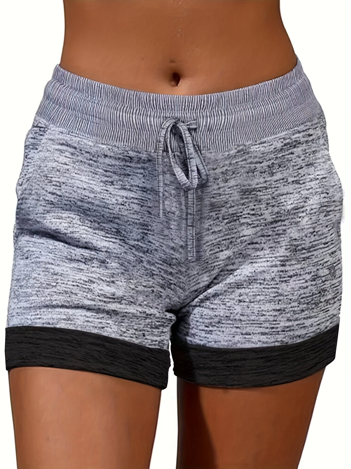 Plus Size Casual Leggings, Women's Plus Star Print Elastic Drawstring Medium Stretch Sports Shorts