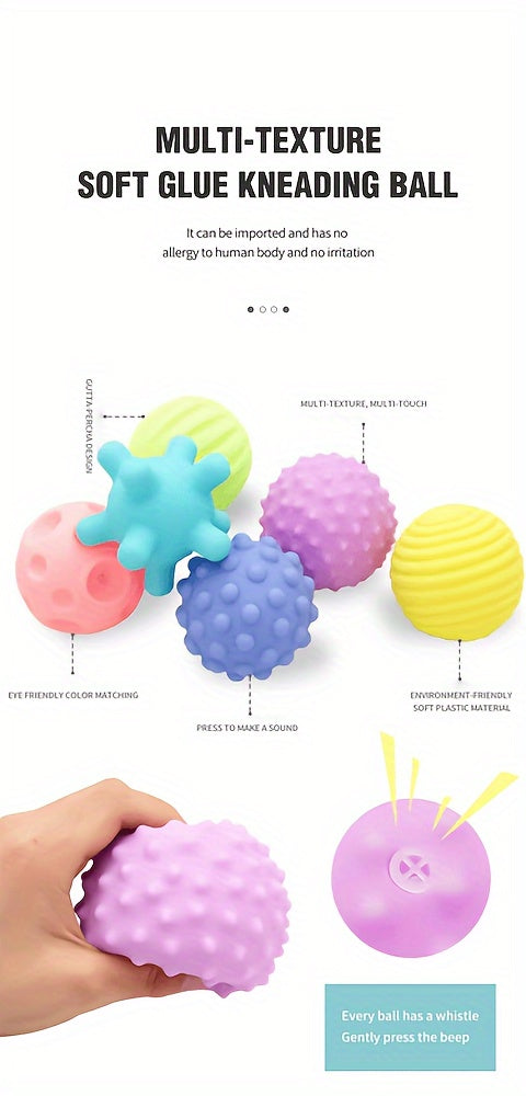 6pcs Soft Silicone Sensory Balls for Youngsters - Multi-Texture, Water Spray & Pinch Play Toys for Learning to Crawl and Fitness