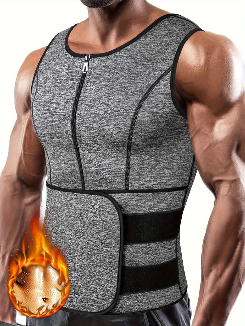 TKPARK Men's Adjustable Compression Tank Top & Waist Trainer - High-Elasticity Workout Shirt