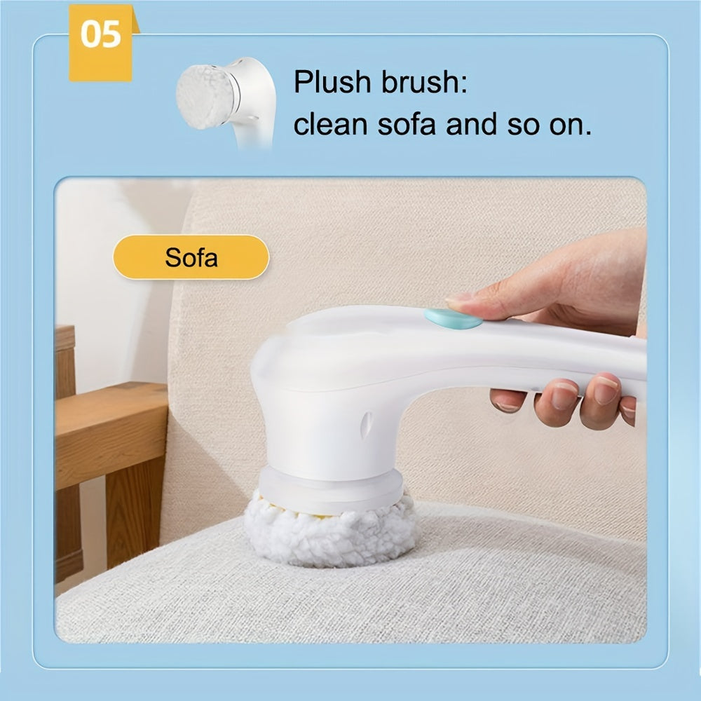 5-in-1 Cordless Electric Spin Scrubber – USB Rechargeable, Versatile Cleaning Brush Set for Home