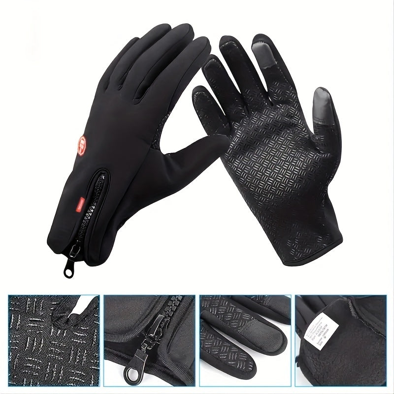 Thermal Gloves, Thermal Gloves For Men And Women With Touch Screen Function, Silicone Non-Slip For Palm, Sports Thermal Gloves For Autumn Winter, Windshield Rainproof Thermal Gloves