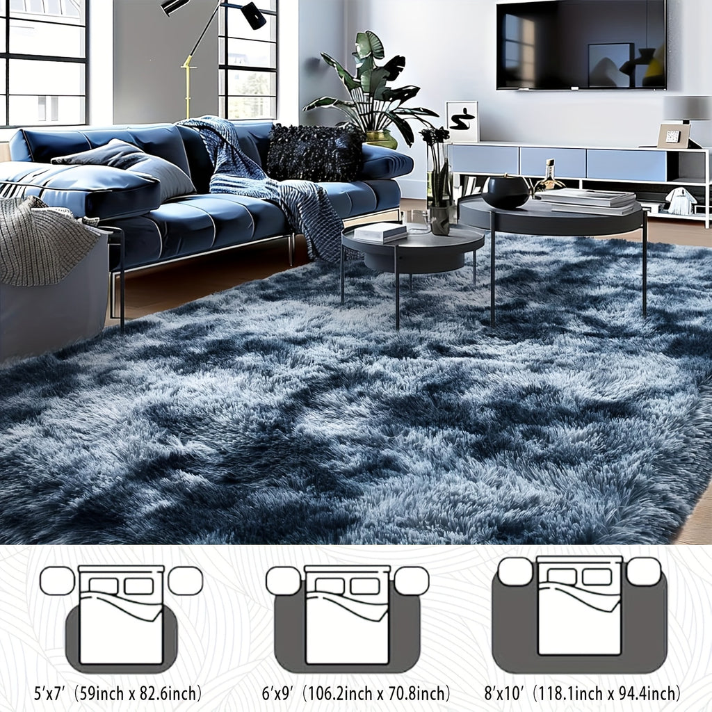 Large Area Rugs For Living Room, Tie-Dyed Shaggy Rug Fluffy Throw Carpets, Ultra Soft Plush Modern Indoor Fuzzy Rugs For Bedroom Home Decor, Tie Dyed-blue Gray